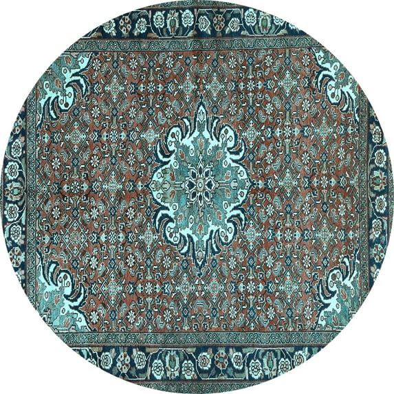 Ahgly Company Indoor Round Persian Light Blue Traditional Area Rugs, 5' Round