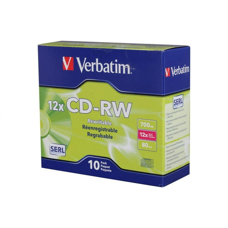 CD-RW High-Speed Rewritable Disc, 700 MB/80 min, 12x, Slim Jewel Case, Silver, 10/Pack CD-RW High-Speed Rewritable Disc, 700 MB/80 min, 12x, Slim Jewel Case, Silver, 10/Pack