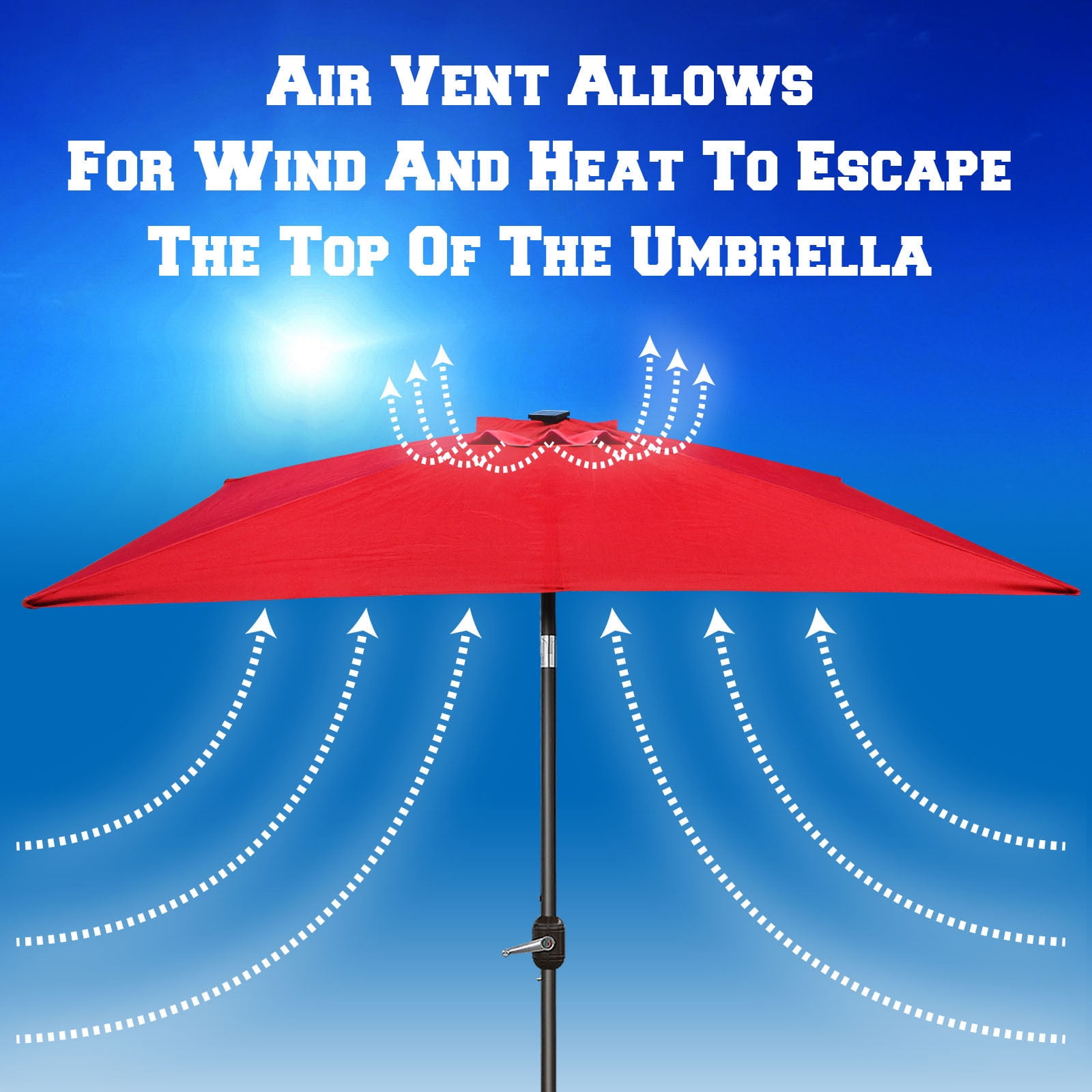 Sunny 10'x6.5' OUTDOOR SOLAR 26 LED LIGHTS ALUMINIUM PATIO UMBRELLA RECTANGLE TILT-ECRU COLOR