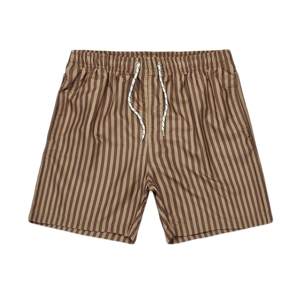 Mens Pantalones Casuales Raya Impresión Cordón Cortos de Cintura Elástica, Pantalones de Cintura Elástica para Hombre