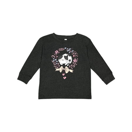 

Inktastic Cat Lover Gifts Flowered Wreath Gift Toddler Toddler Girl Long Sleeve T-Shirt