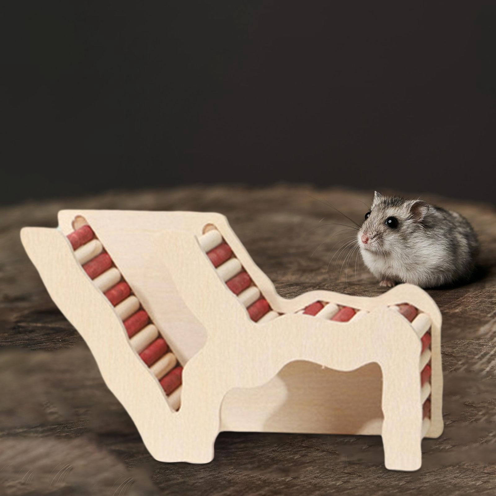 Gazechimp Hamster Hideout Hut Wood Hiding Ladder Tunnel Exercise Palyhouse Accessories Color B