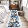 thumbnail image 4 of Blue Poinsettia Christmas 2'x6' Runner Rugs for Hallway Kitchen Bedside Non Slip Washable, Xmas Botanical Balls Snowflake Entryway Rug Runners with Rubber Backing, Long Carpet Runner for Laundry Room, 4 of 8