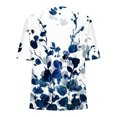 thumbnail image 5 of Usmixi Womens Blouses and Tops Dressy Fashion Irregular Hem Breathable Zipper Vintage Pullover Tunic Shirts Summer Floral Print V-Neck Short Sleeve Cute Tees Tops White s, 5 of 5