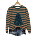 thumbnail image 5 of Women’s Retro Christmas Cartoon Print Round Neck Hoodie Casual Fall Winter Sweatshirt Fun Holiday Light Graphic Pullover Comfortable Xmas Novelty Gift Top, 5 of 7
