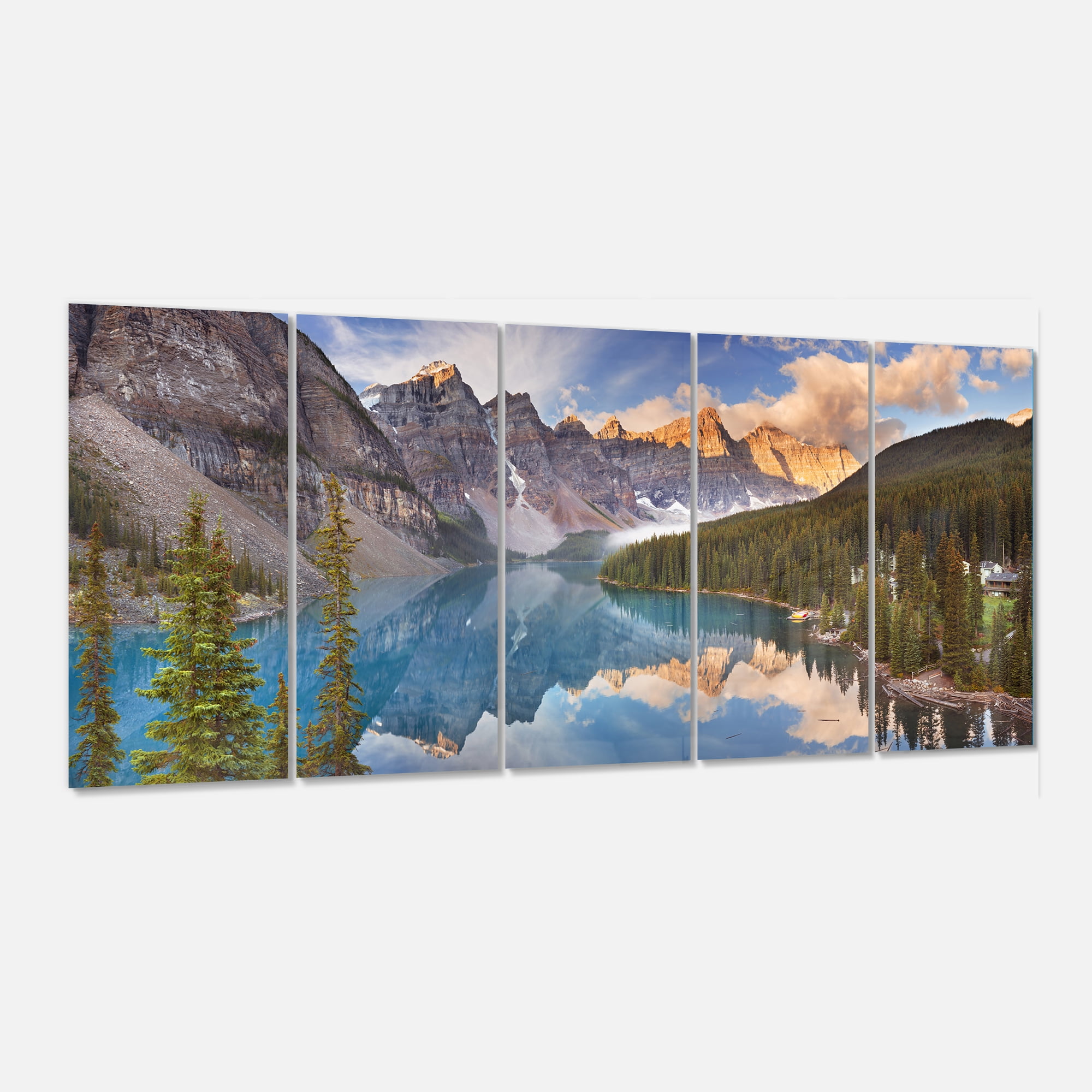 Designart 'Moraine Lake in Banff Park Canada ' Multipanel Landscape Metal Wall Art