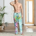 thumbnail image 5 of Uemuo Dragonfly Floral Pattern Men's Wide Leg Palazzo Lounge Pants with Pockets Light Weight Loose Comfy Casual Pajama Pants-Small, 5 of 9