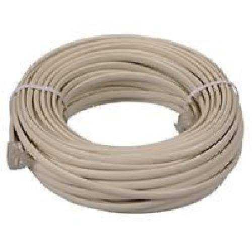 Trisonic Telephone Extension Cord Phone Cable Foot White 100Ft 2-Pk 
