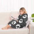 thumbnail image 4 of Gray Halloween Skulls Blanket Hoodies for Kids 6-13YR Oversize Wearable Blanket Hoodies for Boys Girls Teens, 4 of 7