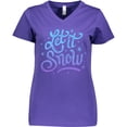 thumbnail image 3 of Inktastic Winter Let It Snow Lettering in Blue with Snowflakes Women's V-Neck T-Shirt, 3 of 5