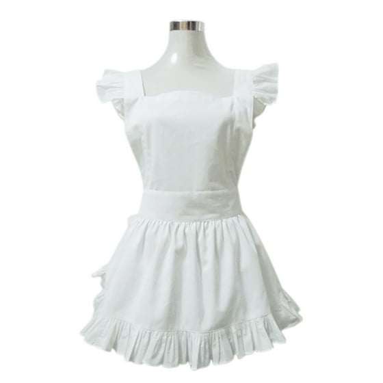 Aspire White Apron Cute Women's Apron French Maid Style Cooking Aprons