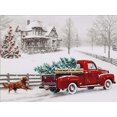 thumbnail image 1 of Kits de Pintura de diamantes navideños Escena de nieve CHAO 5D para adultos Camión rojo, 1 of 5