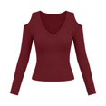 thumbnail image 5 of HGIEYS Womens V Neck Cold Shoulder Tops Short/Long Sleeve Summer T Shirts, 5 of 5