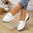 thumbnail image 6 of Miluxas Women's Trendy Patent Leather Comfort Casual Closed Round Toe Slip On Bow-Knot Dress Flat Loafers Pump Shoes with Tassal White 9.5(43), 6 of 9