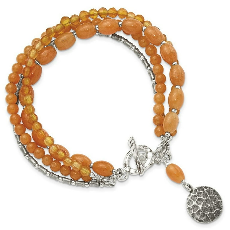 Sterling Silver Aventurine and Carnelian 4-Strand Bracelet Sterling Silver Aventurine and Carnelian 4-Strand Bracelet