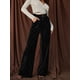 thumbnail image 5 of Pantalones elegantes de estilo francés para uso diario, pantalones de pierna ancha de terciopelo dorado de verano para mujer, pantalones casuales sueltos para mujer, 5 of 6