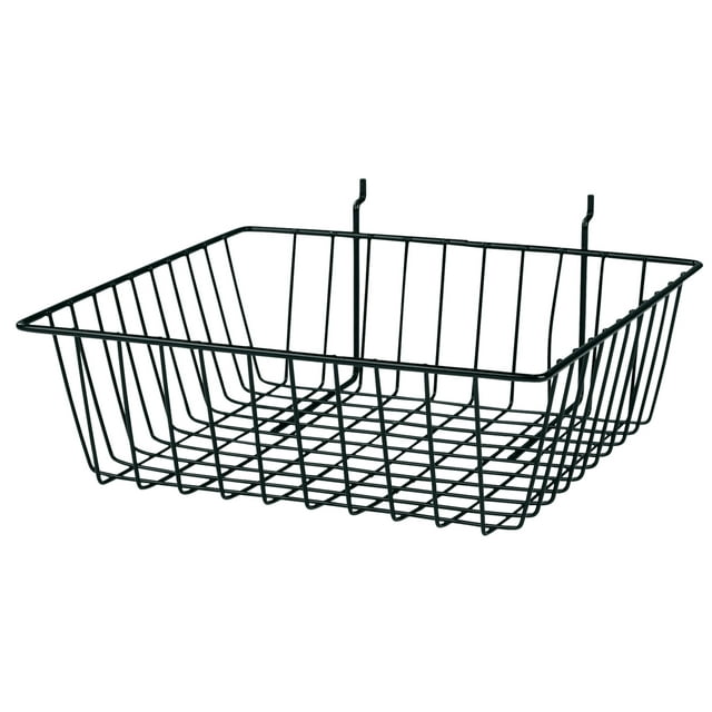 Black Mini Wire Grid Basket for Slatwall or Pegboard 12''L x 12''W x