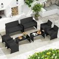 thumbnail image 1 of Costway 8 PCS Patio Conversation Set with Seat Cushions & Tempered Glass Tabletop, Porch Black+Black, 1 of 10