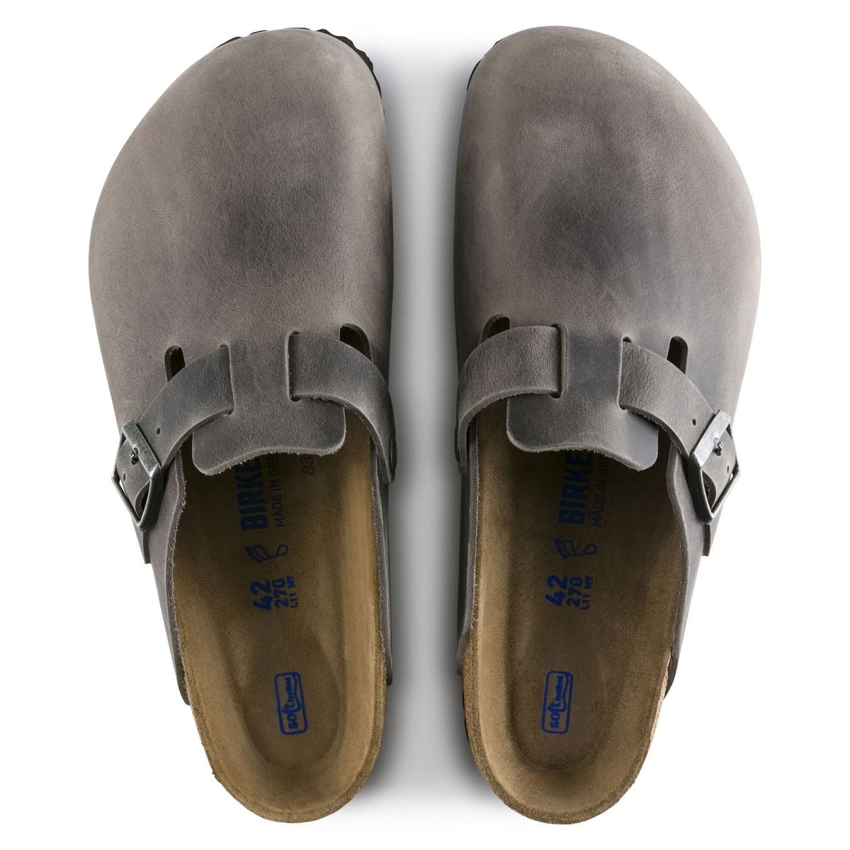 BIRKENSTOCK Unisex Boston Soft Footbed Iron Oiled Leather (Narrow width) - 1013256 Iron