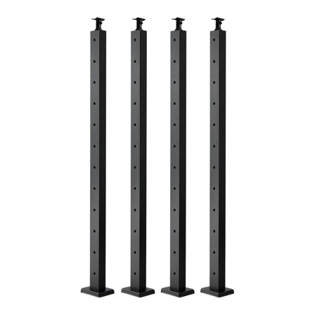 4-Pack 2x2 Square Deck Post for Cable Wire Railings | 42" Height with Curved & Horizontal Mounting Options | Durable Outdoor Black Finish