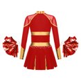 thumbnail image 2 of YONGHS Kids Girls Rhinestone Long Sleeve Cheerleading Dance Dress and Pom Pom for Halloween Party Red 14, 2 of 5