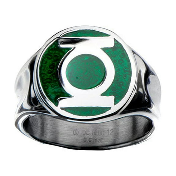 Green Lantern Symbol Stainless Steel Ring-Size 8
