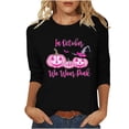 thumbnail image 3 of Yourumao Breast Cancer Shirts for Women Pink Ribbon 3/4 Sleeve Tops Crewneck Plus Size In October We Wear Pink Shirt for Breast Cancer Survivor, 3 of 4