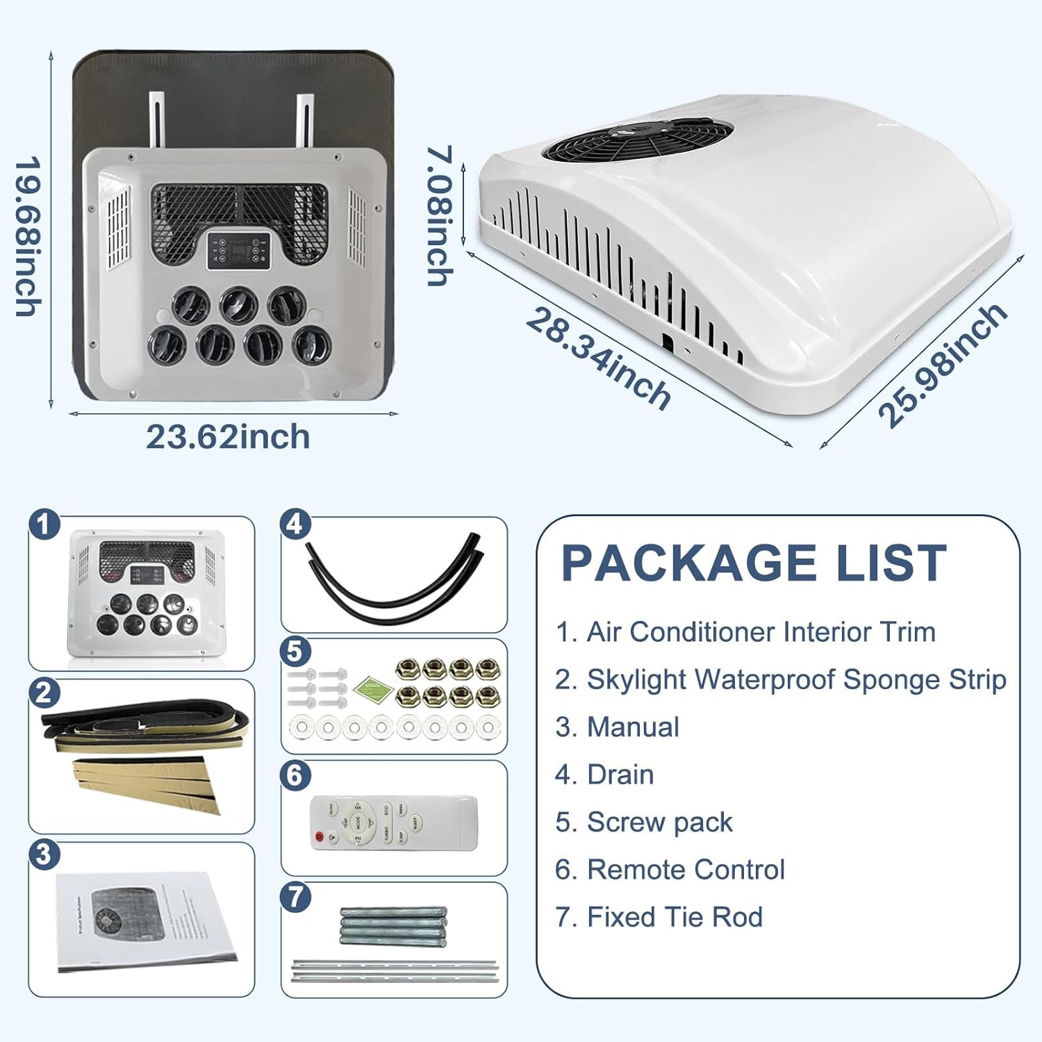 Aspligo 12V Rooftop Air Conditioner for RV 10000 BTU Heating & Cooling,12 Volt DC AC, Brushless Compressors, Ultra-Quiet for Truck, Campers,Campervan, Caravan,Trailers and Motorhome