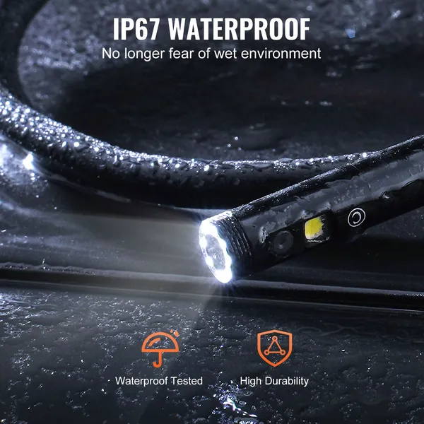 1080P Endoscope Camera with 5" Screen and 49.2FT Cable,Triple Lens Inspection Tool with 10 LED Lights for Automotive&Plumbing