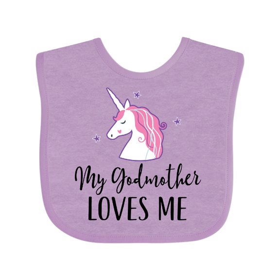 Inktastic My Godmother Loves Me Unicorn Girls Baby Bib
