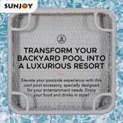 Floating Pool Tray Floating Serving Tray Table & Bar - Pool Floats for Adults, Spas, Pool Parties - Floating Tray for Pool Serving Drinks, Sunjoy Floating Brunch 24x24'', Food on The Water -Grey