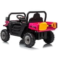 thumbnail image 4 of Joyracer 24V Ride Ons, Electric Ride On Dump Truck for Kids with Remote, Dump Bed, Music, Shovel, Bluetooth, Pink, 4 of 10