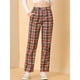 thumbnail image 2 of INSPIRE CHIC Pantalones a cuadros casuales para mujer, bolsillos, pierna recta, trabajo, oficina, pantalones Rojo Marrón Beige XS, 2 of 6