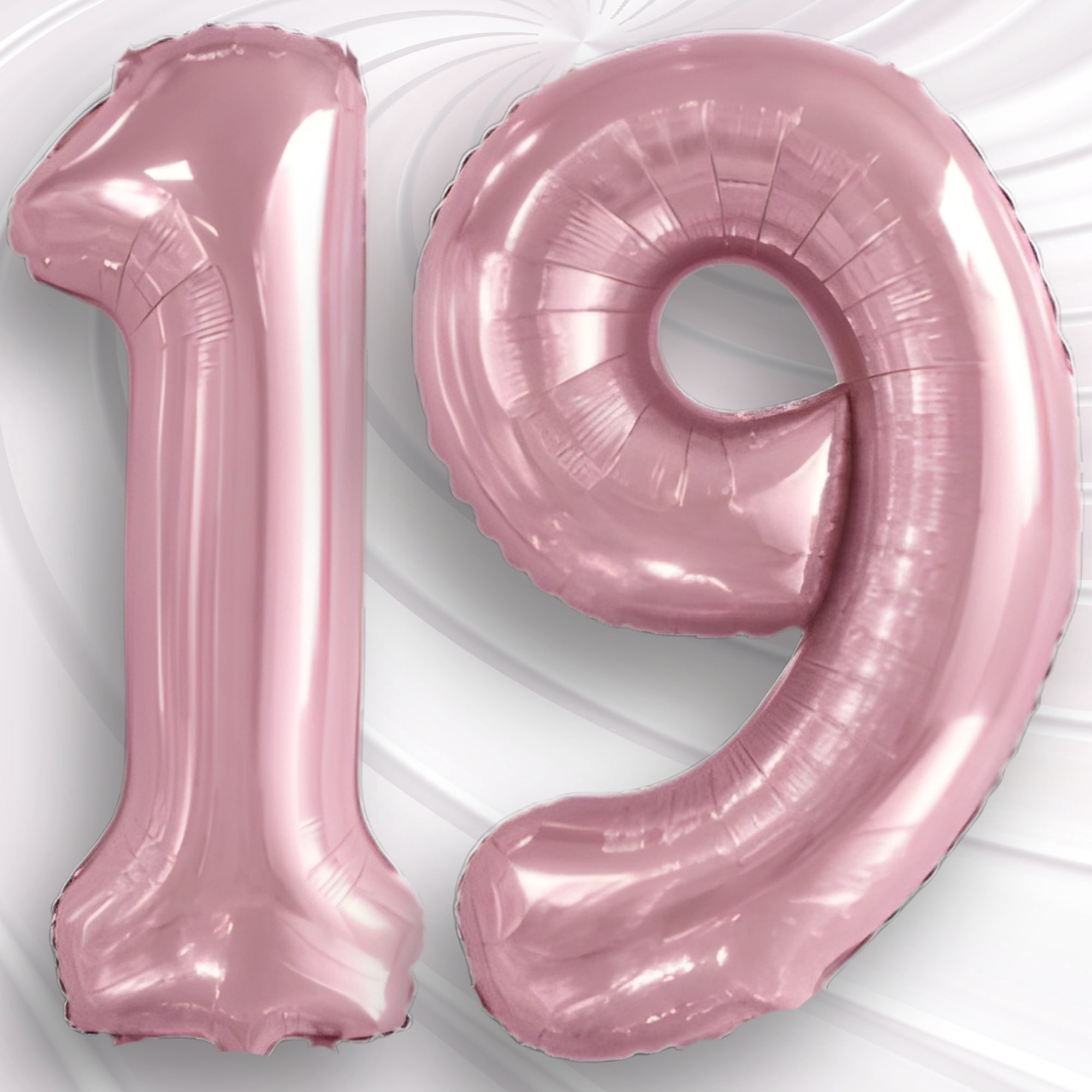 Pastel Pink 19 Number Balloon 16 inch - Air Fill Only Mylar Foil Balloons Number 19 Blush Balloons Soft Baby Pink - 19th Birthday Party Anniversary
