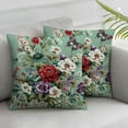 thumbnail image 2 of Wuche  100% Cotton Pillowcases Set of 2 Standard Size Floral Printed Butterfly Pillow Cases Soft Breathable Cooling Pillowcase Decorative Pillow Cover (Standard, 18*18 Inches, Green Flowers), 2 of 6