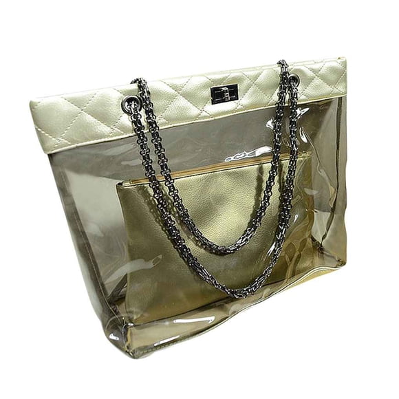Conjunto de dos bolsos para mujer, niña, transparente, con cadena, bandolera, bolso de mano, buena seguridad, bolsos de mensajero cruzados de PU Speravity BB5465-06