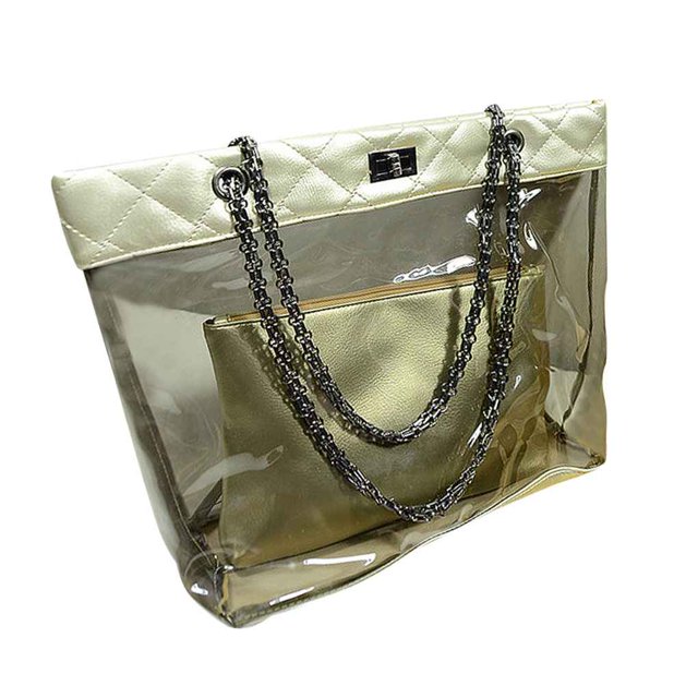 Conjunto de dos bolsos para mujer, niña, transparente, con cadena, bandolera, bolso de mano, buena seguridad, bolsos de mensajero cruzados de PU Speravity BB5465-06