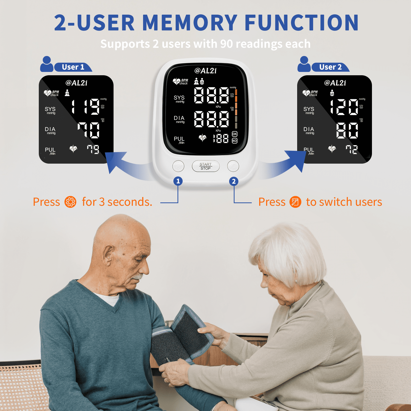 @AL21 Upper Arm Digital Blood Pressure Monitor with LCD Display, Adjustable Cuff, Arm Monitor, Batteries, Carry Bag