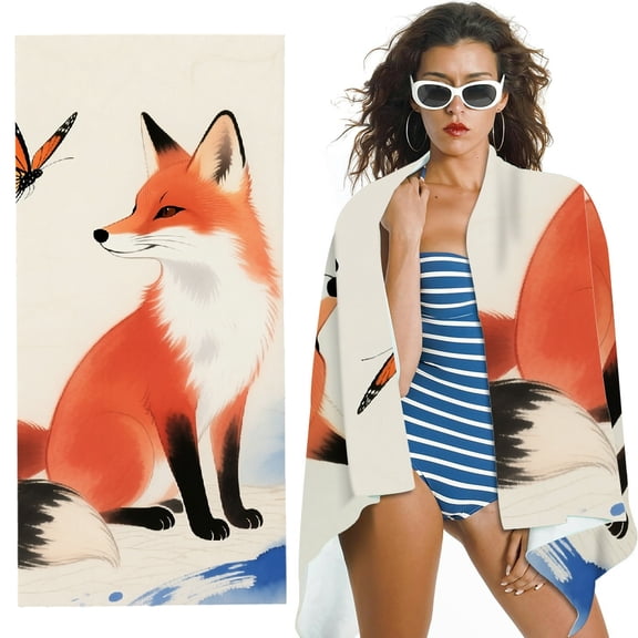 RKSupls Vintage Watercolor Butterfly Fox Quick Dry Sand-Free Large Pool Beach Towel for Travel Camping
- Ultra-Soft Microfiber, for Bathroom, beach