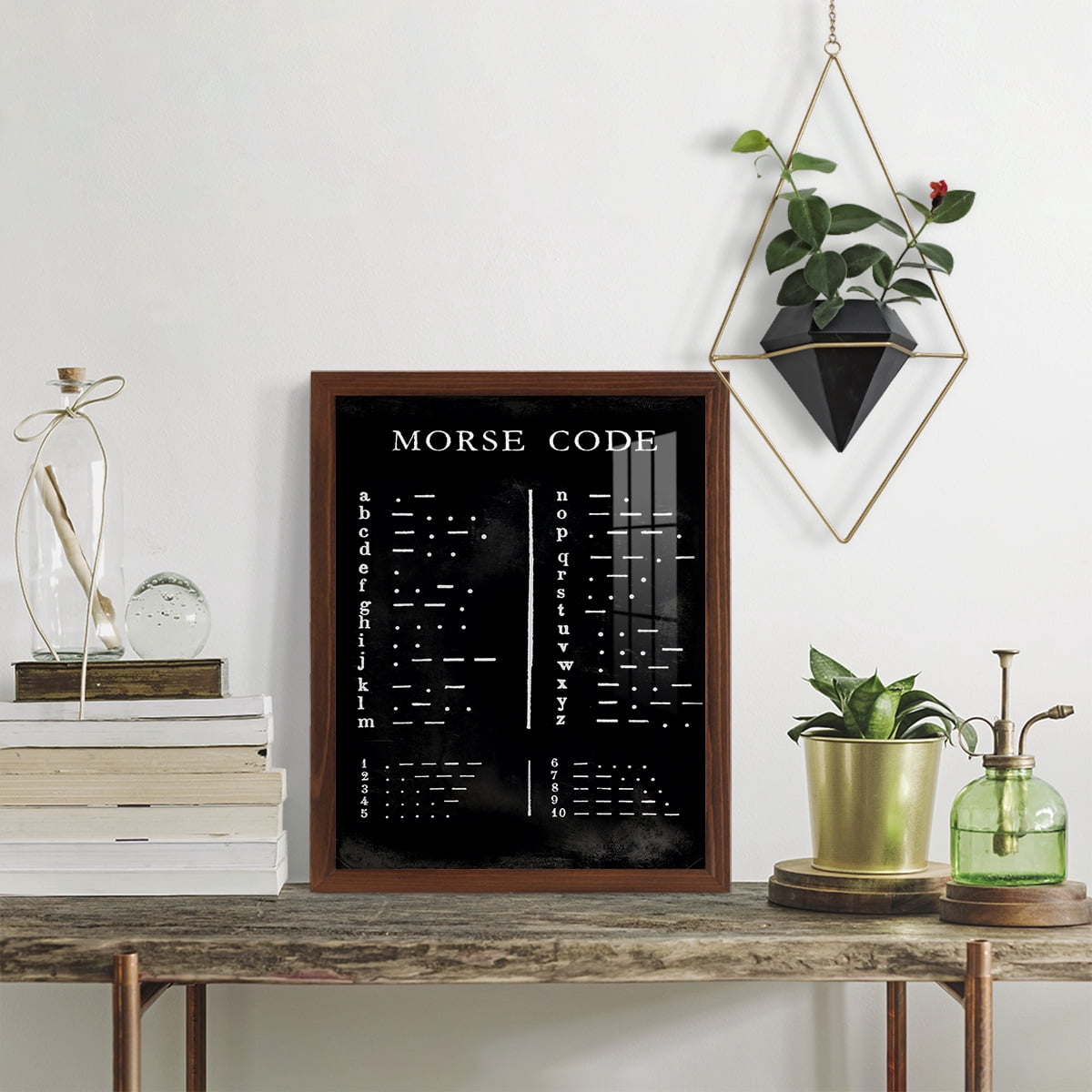 Morse Code Chart - Framed Print w/glass - Chestnut