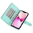 thumbnail image 5 of Allytechgroup Wallet Case for Apple iPhone 13, 9 Cards Holder + Zipper Pocket + Hand Wrist Shockproof Stand Flip Cover RFID Blocking Phone Case for Women Men, Mint, 5 of 7