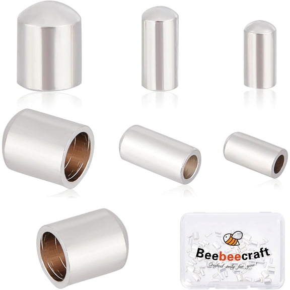 90Pcs 3 Size Leather Cord Ends - 925 Sterling Silver Plated Column End Caps 1.2/2/3mm Cord Terminators for DIY Jewelry Making