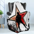 thumbnail image 4 of Rock Music Soft Flannel Fleece Blanket, Guitar Player Star Abstract Monochrome Splashes and Halftone Frame Pattern, Cozy Plush for Indoor and Outdoor Use, 50" x 60", Black Red Peach, by Ambesonne, 4 of 5