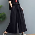 thumbnail image 5 of WIZUTIZ Women's Ice Silk Wide Leg Cropped Pants High Waist Elastic Band Lightweight Breathable Summer Trousers Solid Color Flowy Chic Soft, 5 of 5