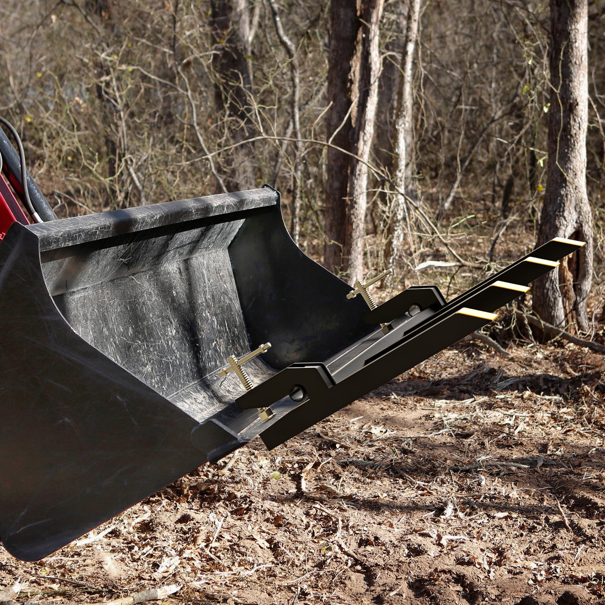 Dextrus 48 Inch Clamp-on Debris Forks, 2500 lbs Heavy Duty Pallet Fork Attachments for Skid Steer, Loader and Tractor Buckets