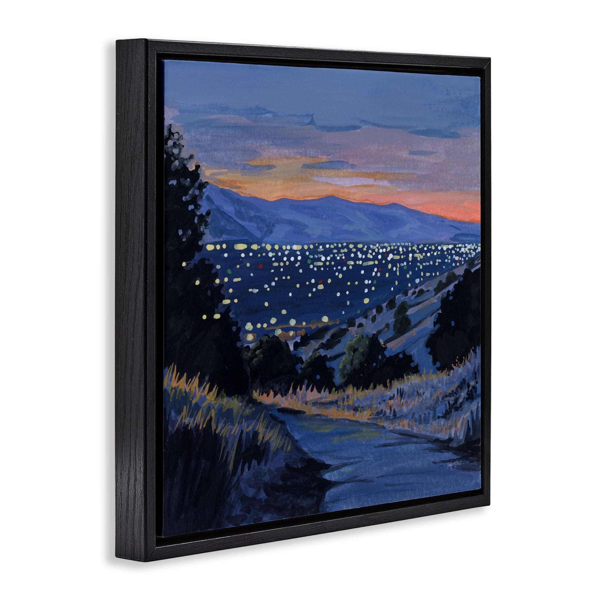 Stupell Industries Desert City Lights At Dusk Black Framed Floater Canvas Wall Art, design by Kate Jarvik Birch
