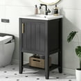 thumbnail image 2 of Euroco 20" Bathroom Vanity with Sink, Bathroom Cabinet with Soft Closing Door, Storage Rack and Open Shelf, Black, 2 of 9
