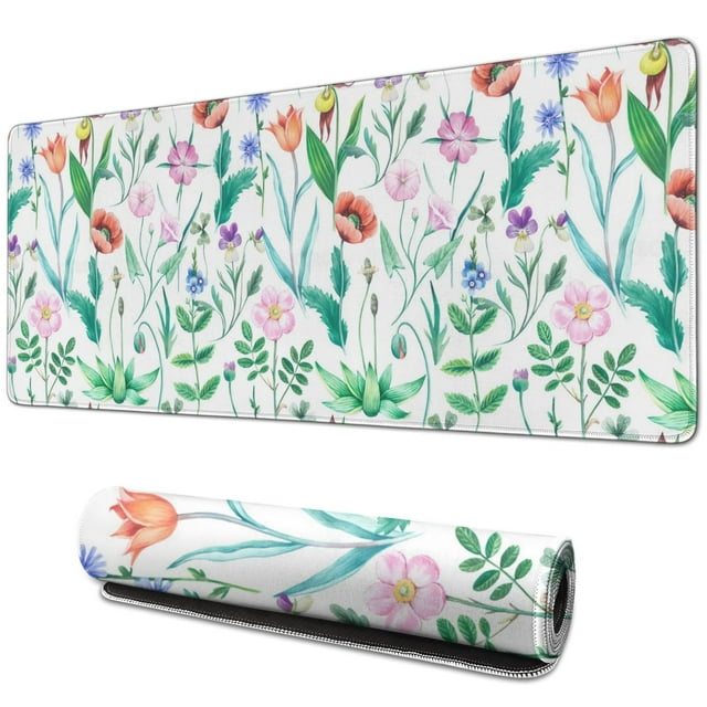 Beautiful Flower Plants Mouse Pad - Personalized, Premium Textured - Ideal for Wireless Mouse - Washable with Non-Slip Base, 31.5x11.8 Inch