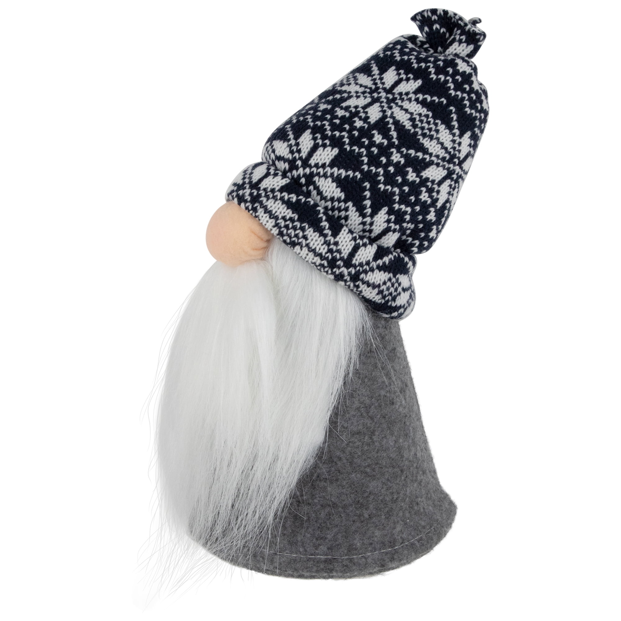 10" Plush Big Nose Gnome in Blue Checkered Hat and Gray Bottom