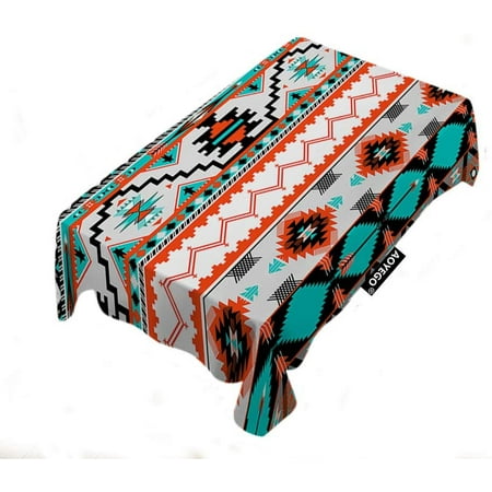 

WISH TREE Pattern Table Cloths Rectangle Geometric Ethnic Indigenous Tribal Colorful Striped Tablecloths Decoration Polyester for Outdoor Indoor Home Party Picnic